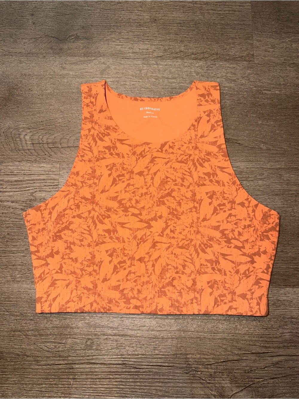 REI Cooperative Athletic Orange Print Cropped Tank Top